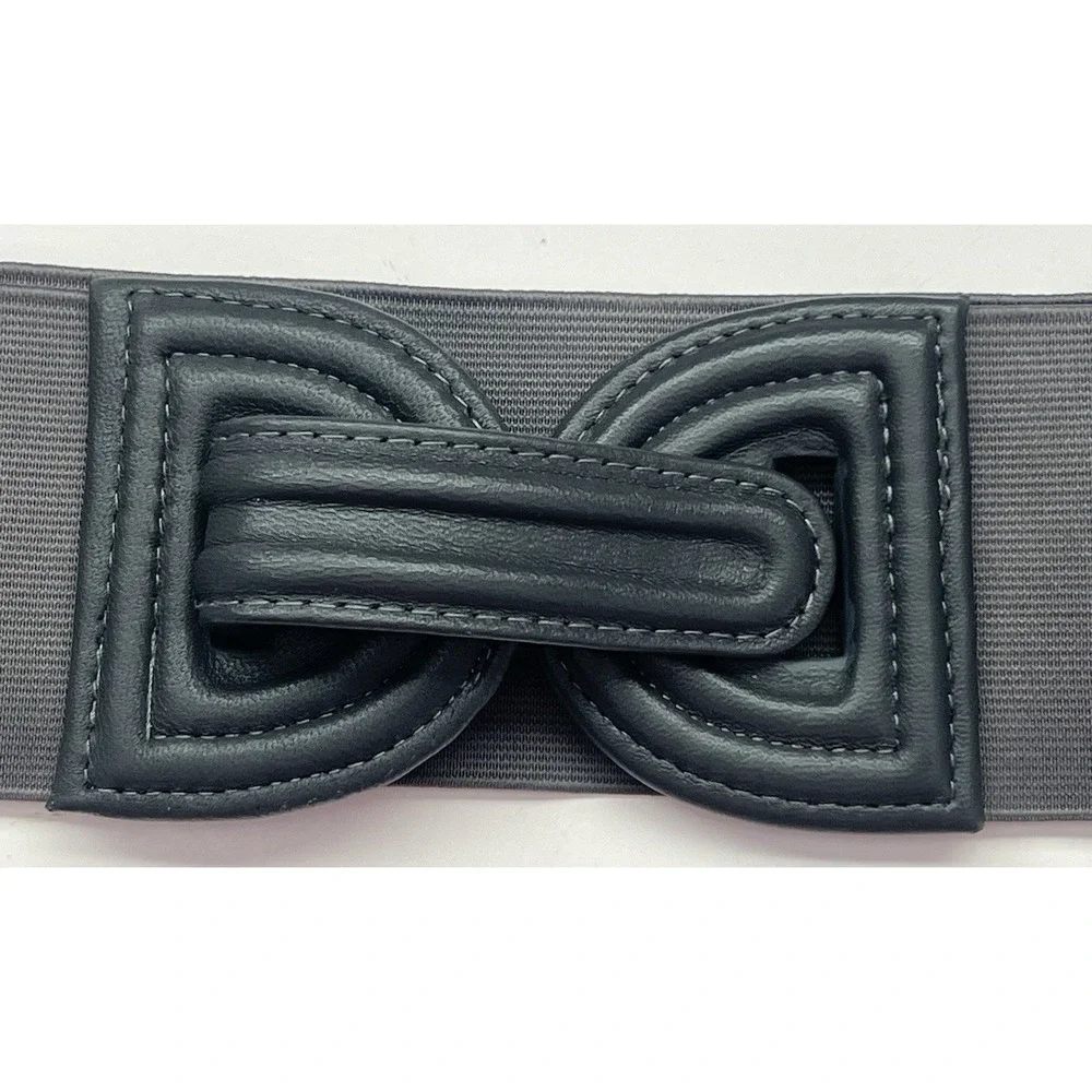 Alice & Olivia Stretchy‎ Grey Gray Clip Belt Size Medium Y2K Retro Look